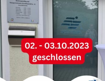 02. – einschließlich 03.10.2023 geschlossen