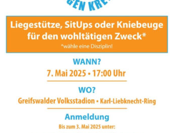 „Up & Down gegen Krebs“ – Sportliche Aktion am 7. Mai 2025 zugunsten des Ambulanten Hospizdienstes Greifswald – Ostvorpommern